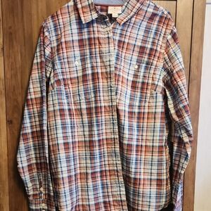 St. John's Bay Red, Blue & White Plaid Western Button-Front Shirt